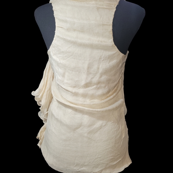 Fendi Cream waffle knit silk top with side ruffle 40 brand runs small - Picture 3 of 16